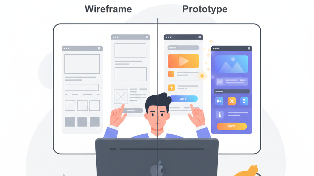 Perbedaan Wireframe dan Prototype dalam Desain UI/UX