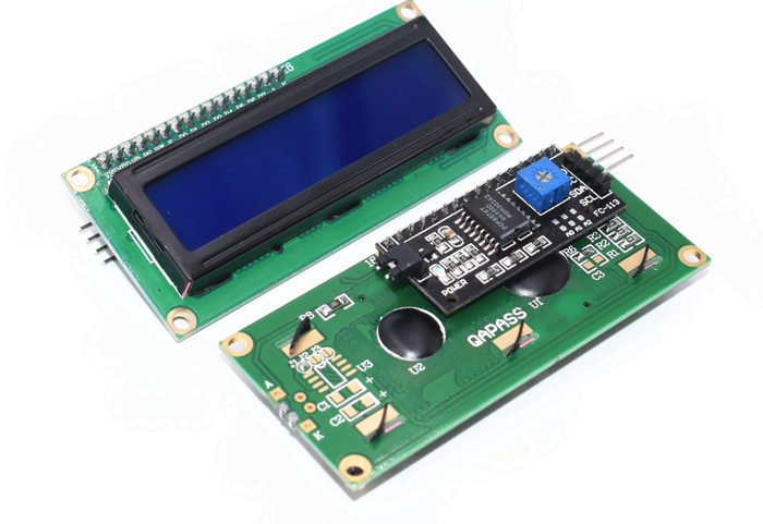 LCD 1602 16X2 Character Blue Backlight + 12C Serial Interface Adapter ...